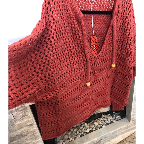 ❤️LAST 2! Rust Balloon Sleeve Tie Front Sweater! - Picture 8 of 8